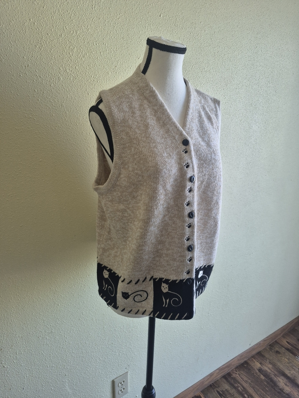 Vintage Christopher And Banks Cat Sweater Vest Size Large